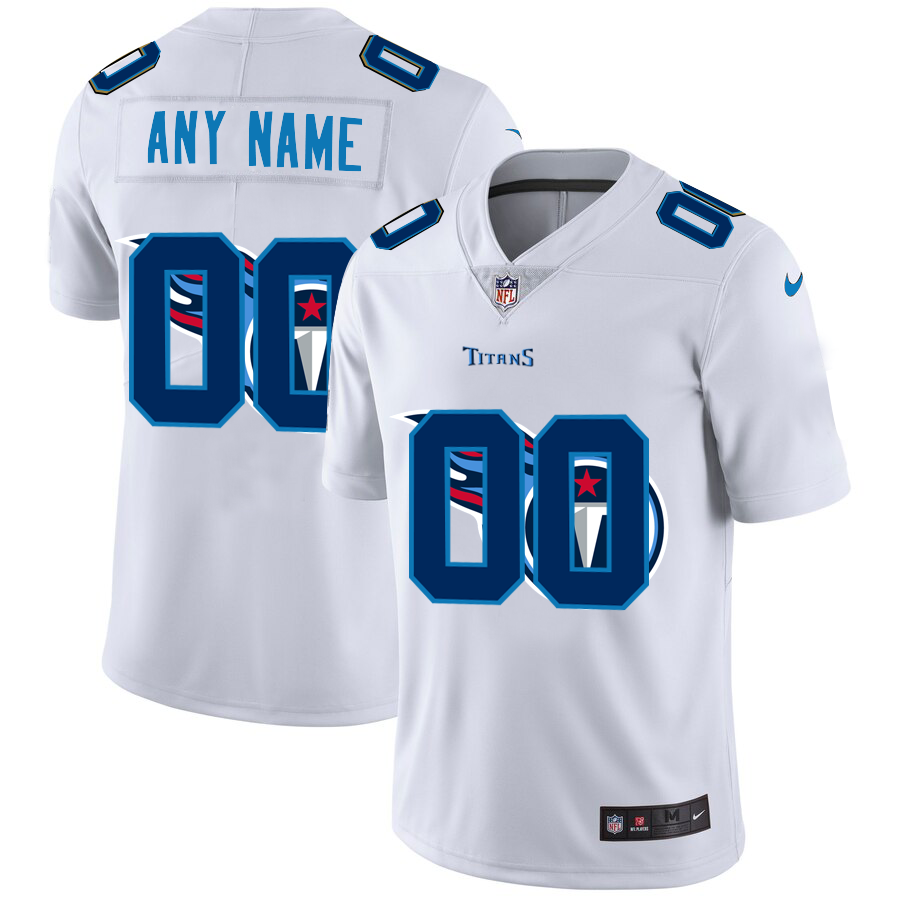 Wholesale Tennessee Titans Custom White Men Nike Team Logo Dual Overlap Limited NFL Jersey